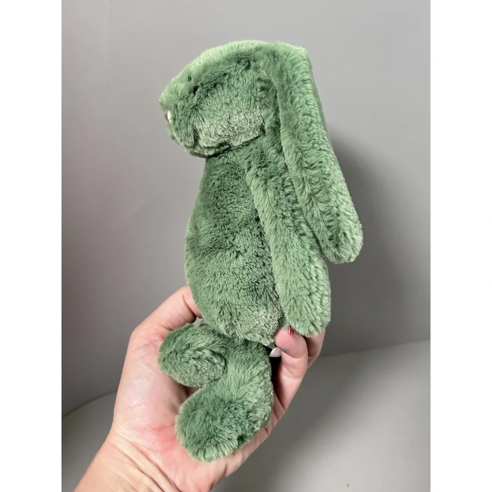 Retired Jellycat Little Bashful Ivy Bunny - Small Super Soft - Pink Nose - Green